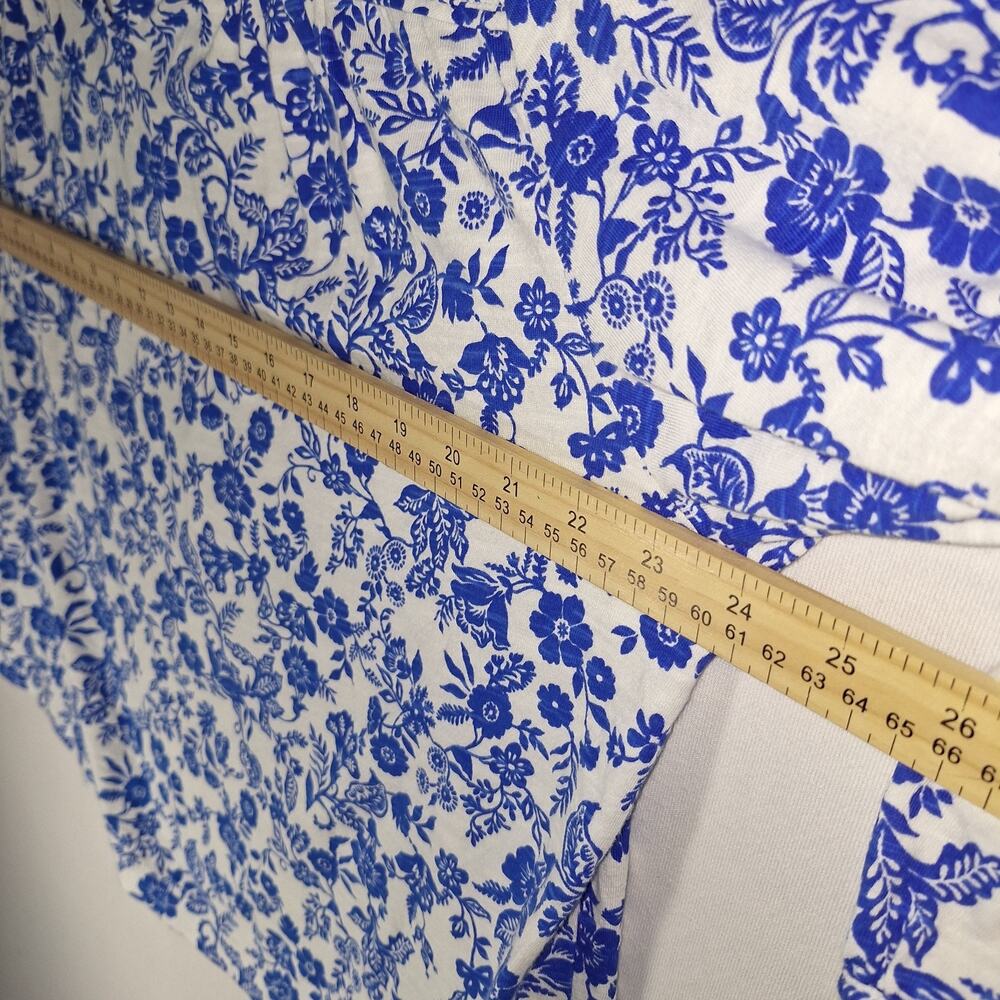 Lands End Tunic Womens Sz M Blue Floral Damask Pattern Peasant Top Boho Chic EUC - Picture 5 of 12